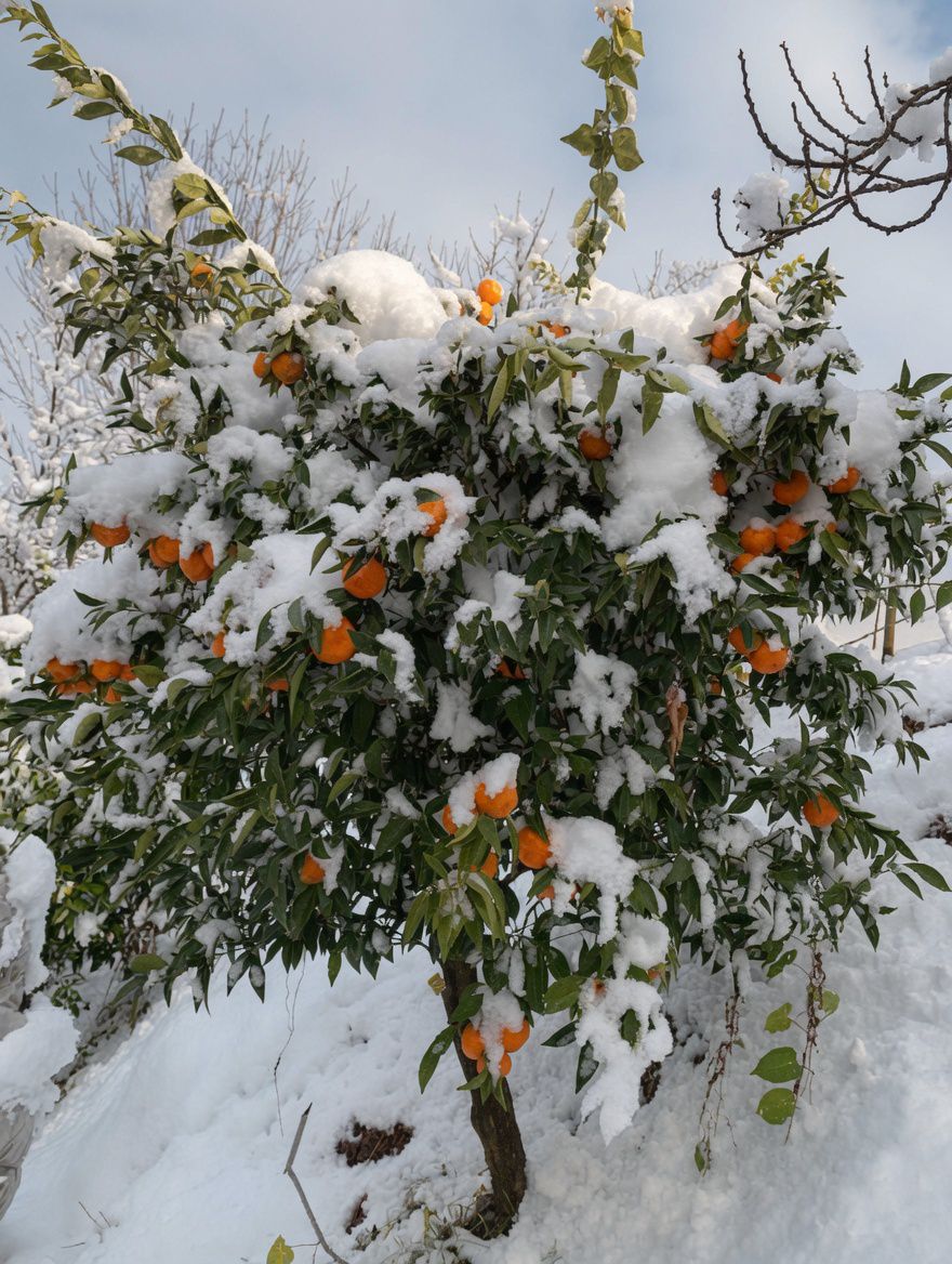 Mandarinier sous la neige · Pépinière Eisenhut · Suisse